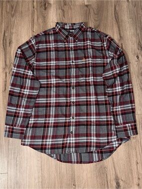 Plaid Flannel Button-Down Shirt Gray and Red Color NWOT